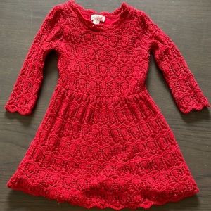Cat and Jack Red Metallic Knit Dress, 3T